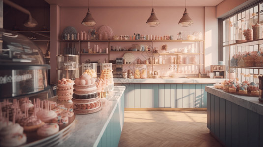 粉色的甜品店图片