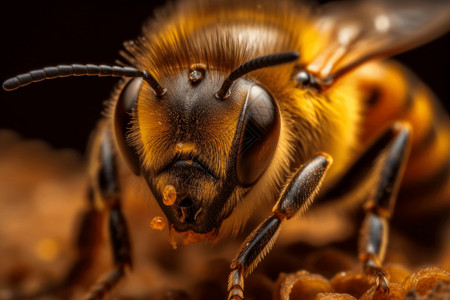 大眼睛蜜蜂采蜜吃蜜高清图片