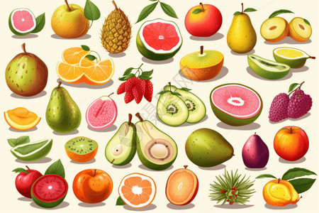 热带水果插图背景图片