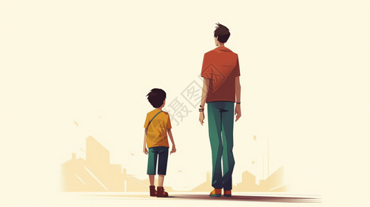站立的孩子站立的两个人插画