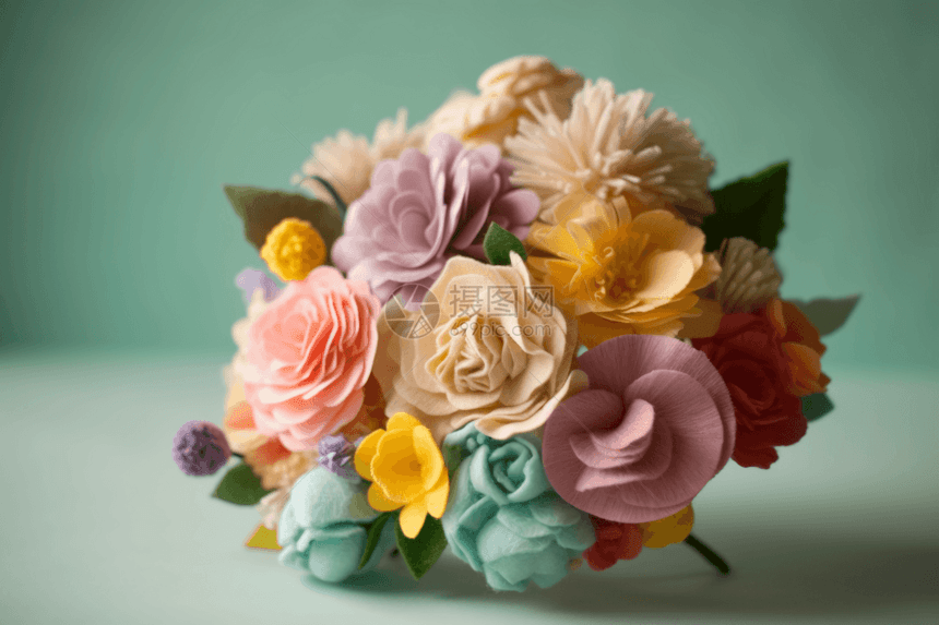 室内彩色羊毛毡花束图片
