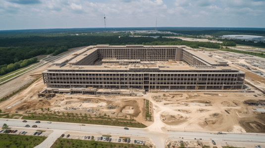 新医院建设的最后阶段鸟瞰图高清图片