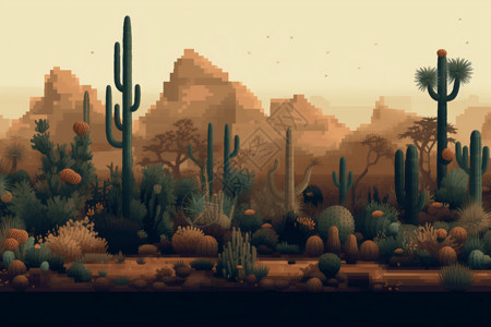 沙漠中的绿植背景图片