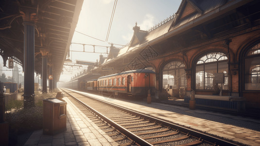 火车站视角设计图日光高清图片素材