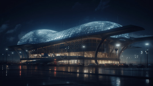 未来科技机场航站楼图背景图片