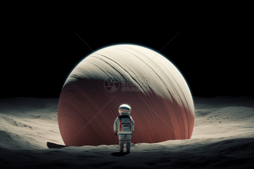 微小的宇航员站在星球上图片