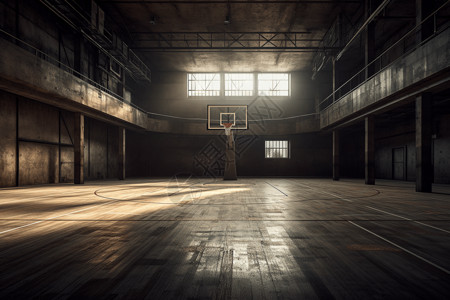 废旧篮球场图片