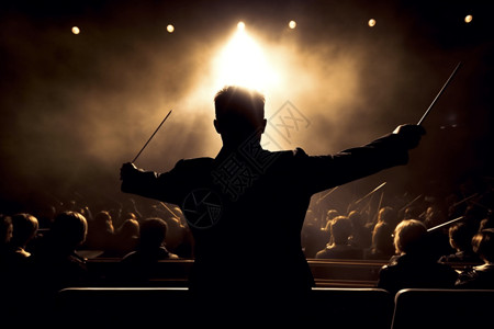乐团演奏音乐指挥官的镜头设计图片