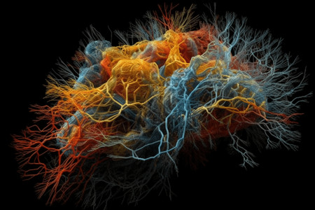 彩色神经网络3D渲染图背景图片