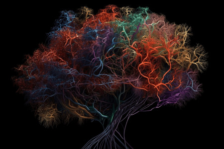3D彩色神经网络模型高清图片