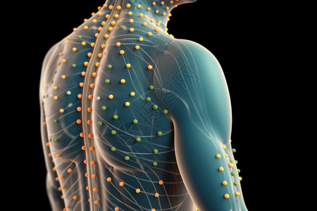 背部穴位用于缓解背部疼痛的穴位特写图设计图片