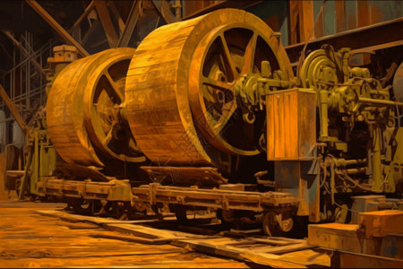 木材工业机械插画图片