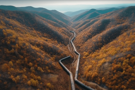 工厂风山脉的管道系统背景