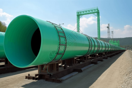 管道运输绿色氢气管道渲染图设计图片