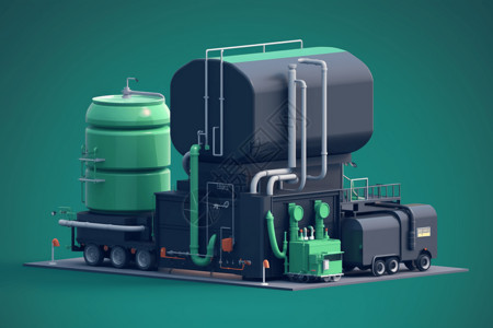 清洁桶沼气发生器渲染图设计图片