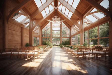 郊区景观木制教堂婚礼场地设计图片