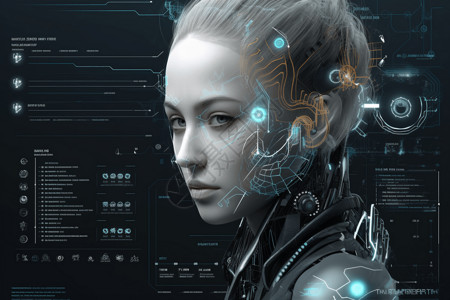 机器人脸高科技塑造的女性设计图片