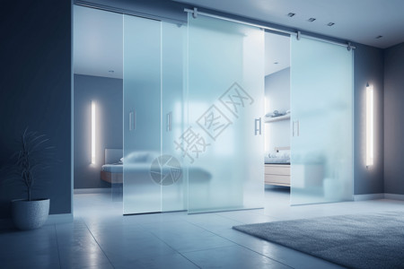 磨砂玻璃滑动门室内设计高清图片