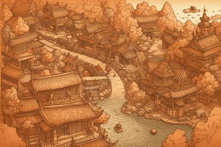 中国古代城市背景图片