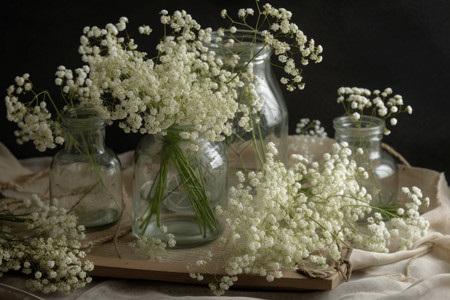 花瓶里的白色小碎花背景