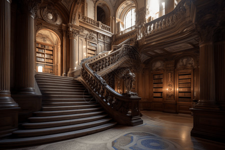 步梯图书馆的楼梯背景