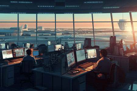 飞机机场控制塔高清图片