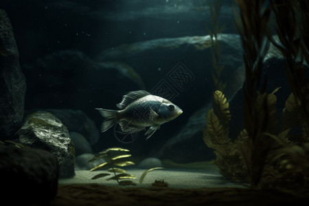 海洋植物海草水族馆的小鱼背景设计图片