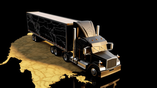 一辆卡车穿过地图插画背景图片
