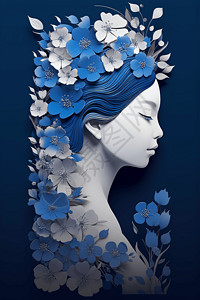 剪纸花卉女人艺术图片