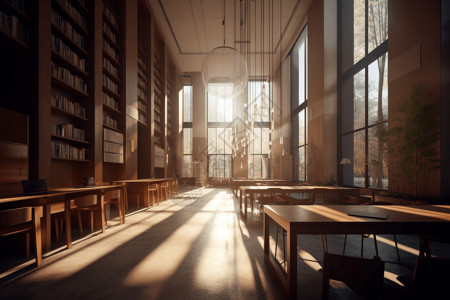 自然光照耀下的图书馆背景图片