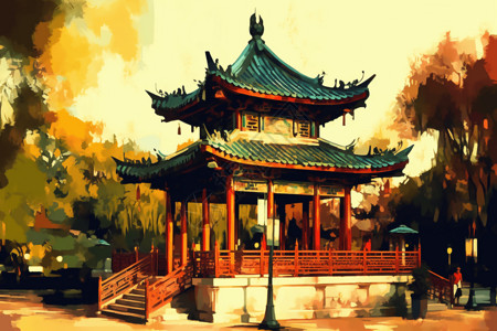 中国风中国馆背景图片