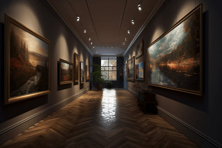 复古古朴艺术画廊背景图片