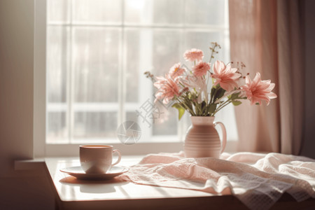 美好的晨间浪漫的早餐高清图片