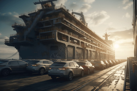 汽车运输船船坞背景图片