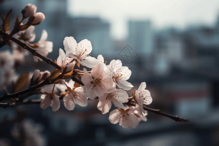 樱花树枝的特写镜头图片