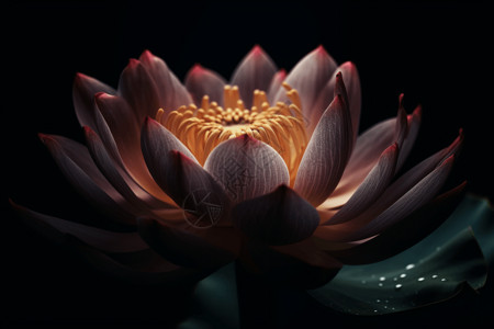 新鲜盛开单朵莲花的宏观视觉设计图片