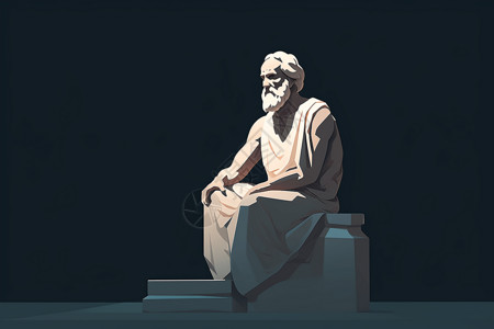 苏格拉底哲学沉思插画背景图片