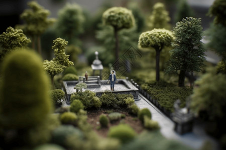 参天古树探索城市公园的渲染图设计图片