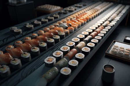 日式陶瓷寿司碟寿司口味的渲染图设计图片