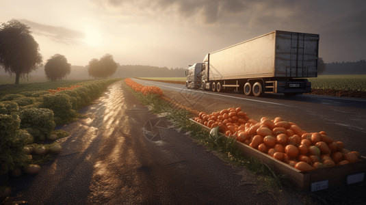 采摘蔬菜乡村新鲜农产品运输设计图片