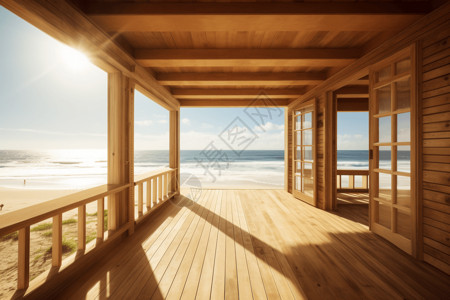 沙滩别墅沙滩上的木屋建筑设计图片