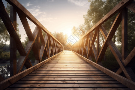 阳光下的建筑阳光下的木桥设计图片