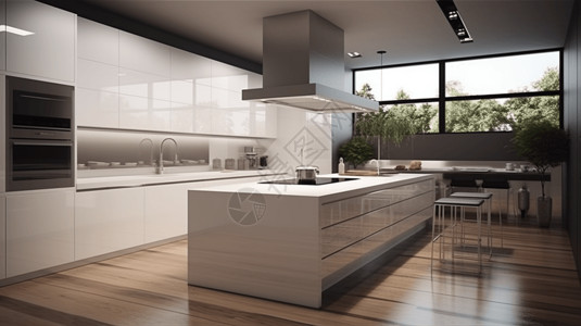 科技感现代厨房设计背景图片