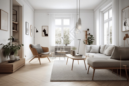斯堪的纳维亚风格的客厅高清图片