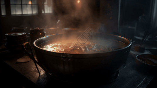 沸腾的锅子图片