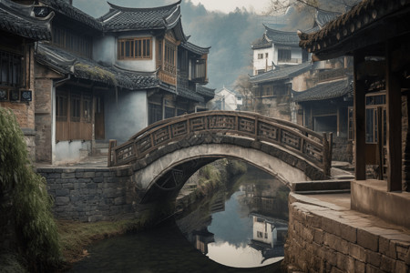 中式古镇建筑背景图片