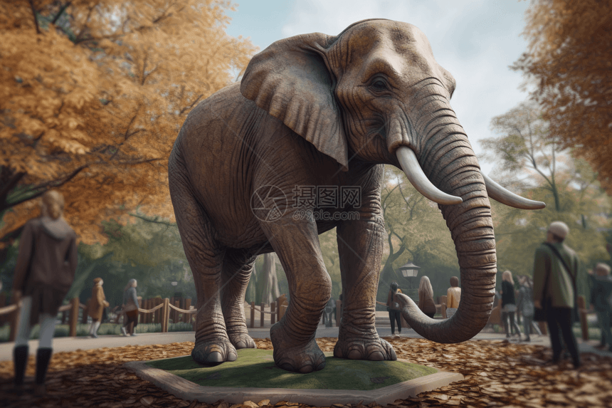 公园里的AR大象图片