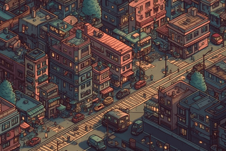 城市空旷乡镇的街道插画