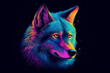 彩色合成的狼图片