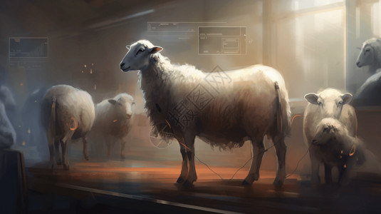 农场健康监测的羊图片